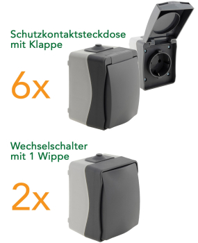 Preview: NUQUI IP54 Feuchtraum Starter-Kit 8-teilig Aufputz ChiliTec 23366