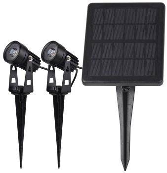ChiliTec Gartenstrahler Set Solar mit 2 Spots Solarzelle Erdspieß 3000K IP65 23440