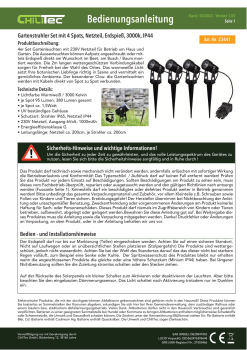 ChiliTec 4er Set Gartenleuchte IP65/44 Gartenstrahler 4 Spots mit Erdspieß + Netzteil 3000K 23441
