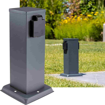 ChiliTec Steckdosensäule 2-fach Anthrazit IP44 Gartensteckdose 23444