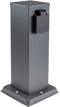Preview: ChiliTec Steckdosensäule 2-fach Anthrazit IP44 Gartensteckdose 23444