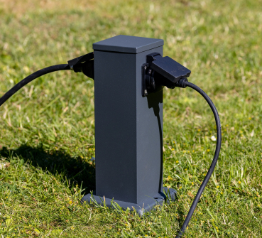 ChiliTec Steckdosensäule 2-fach Anthrazit IP44 Gartensteckdose 23444