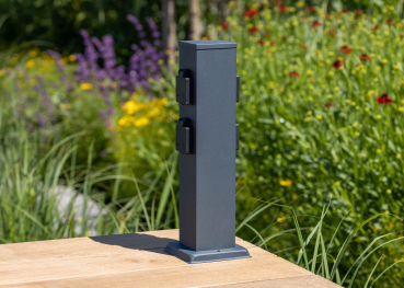 ChiliTec Steckdosensäule 4-fach Anthrazit IP44 Aussensteckdose 23445