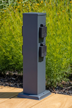 ChiliTec Steckdosensäule 4-fach Anthrazit IP44 Aussensteckdose 23445