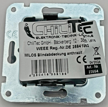 Preview: MILOS Blende Blind-Abdeckung Anthrazit 23554