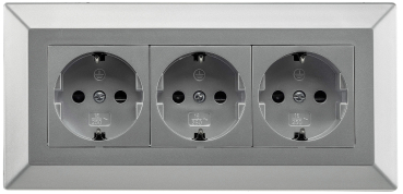 Preview: 3-fach Steckdosenblock silber Aufbau-Steckdosen 23632