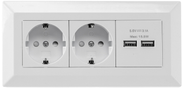 Aufbausteckdosen 2-fach Steckdosenblock + 2x USB A+C 3,1A weiss 23650