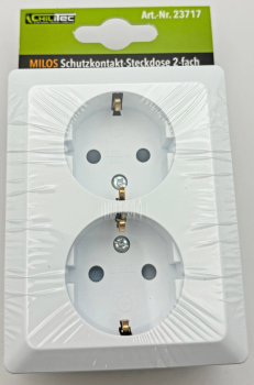 MILOS Steckdose 2-fach Matt Weiß mit erhöhtem Berührungsschutz 23717