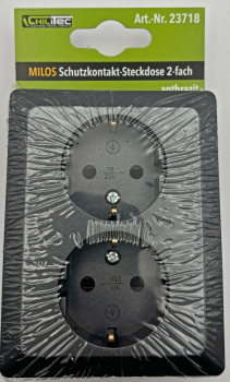 MILOS Steckdose 2-fach anthrazit Schutzkontakt 23718