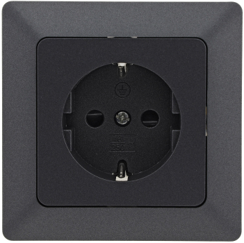 MILOS Steckdose Anthrazit mit Rahmen Schutzkontakt Klemmanschluss 23745