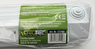 4-fach Steckdosenblock + 2x USB A+C 3,1A PD weiß Aufbau-Steckdosen Schutzkontakt 23788