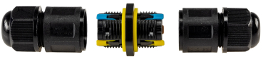 Preview: Kabelverbinder IP68 3polig schwarz Kabel Ø6-11mm 23807