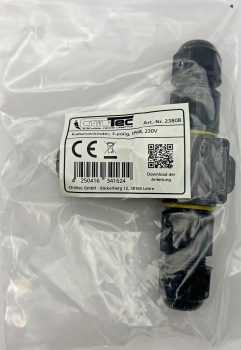 Kabelverbinder T-Form IP68 3-polig Kabel Ø6-11mm Klemmanschluss schwarz 23808