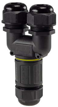 Preview: Kabelverbinder Y-Form IP68 3polig schwarz Kabel Ø8-12mm 23809