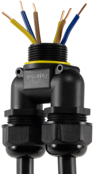 Preview: Kabelverbinder Y-Form IP68 3polig schwarz Kabel Ø8-12mm 23809
