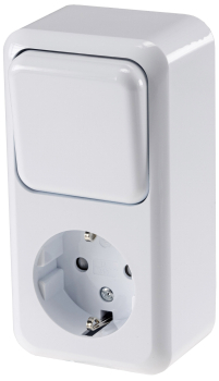 Preview: FASKO Kombi Steckdose + Wechselschalter Weiß Aufputz ChiliTec 23814