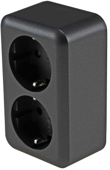 FASKO Doppel-Steckdose Anthrazit Aufputz Schraubanschluss ChiliTec 23817