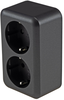 FASKO Doppel-Steckdose Anthrazit Aufputz Schraubanschluss ChiliTec 23817