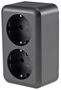 FASKO Doppel-Steckdose Anthrazit Aufputz Schraubanschluss ChiliTec 23817