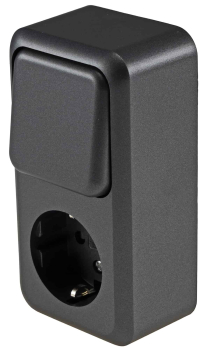 FASKO Kombi Steckdose + Schalter Anthrazit Aufputz ChiliTec 23818