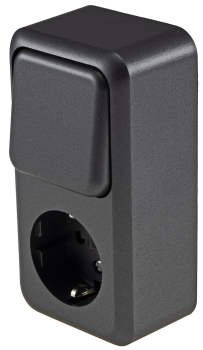 Preview: FASKO Kombi Steckdose + Schalter Anthrazit Aufputz ChiliTec 23818