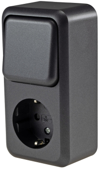 Preview: FASKO Kombi Steckdose + Schalter Anthrazit Aufputz ChiliTec 23818