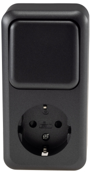 FASKO Kombi Steckdose + Schalter Anthrazit Aufputz ChiliTec 23818