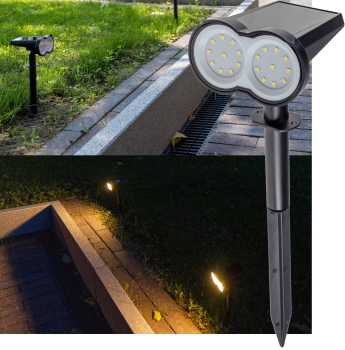 ChiliTec LED Solar Gartenstrahler mit Erdspieß und Dämmerungssensor IP65 23859