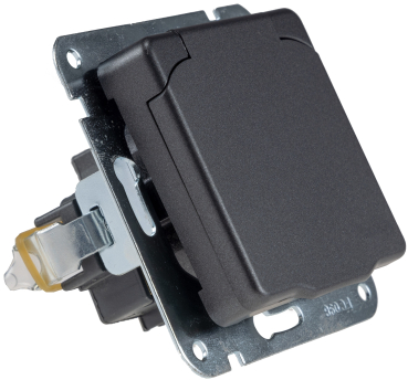 Preview: MILOS Steckdose mit Deckel IP44 Schutzkontakt UP Anthrazit inkl. Rahmen 23881