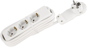 REV Steckdosenleiste mit Flachstecker 3-fach 3680W 2m Kabel weiß 23986
