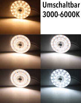 Preview: ChiliTec LED Modul "UM1224cct" Ø17cm, 12-18-24W, 3000-6000K, Magnethalter 23995 - Leuchten Umrüstung