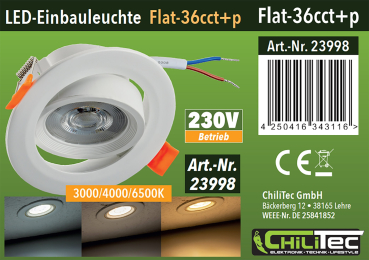 LED Einbauleuchte "Flat-36 CCT+P" 3W/5W/7W 3000K 4000K 6500K schwenkbar 23998