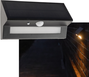 ChiliTec LED Solar Wandleuchte "SWL-AS400" IP44 PIR Bewegungsmelder 3000K 24003