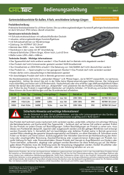 4-fach Werkstattsteckdose mit Deckel 10m Kabel IP44 Gartensteckdosenleiste 24005