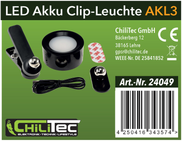 LED Akkuleuchte "CT-AKL3" CCT 3000/4000/6000K dimmbar schwarz 24049