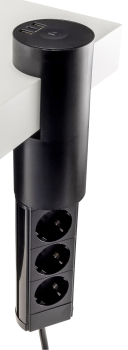 3-fach Tischsteckdosen Einbau "CT-KS 3" USB-A + USB-C, 3m Kabel, schwarz 24051