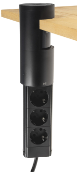 3-fach Tischsteckdosen Einbau "CT-KS 3" USB-A + USB-C, 3m Kabel, schwarz 24051