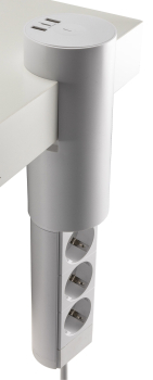 Preview: Schreibtischsteckdosen 3x Einbausteckdosen "CT-KS 3" USB A+C, 3m Kabel, Weiß 24052