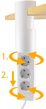 Schreibtischsteckdosen 3x Einbausteckdosen "CT-KS 3" USB A+C, 3m Kabel, Weiß 24052
