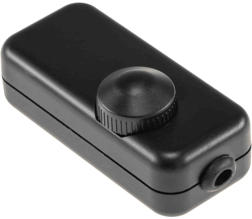 Schnurdimmer für LEDs, 3-150Watt 230V, Drehregler mit Ein & Aus, schwarz 24066