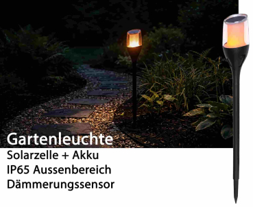 ChiliTec Solar LED-Fackel CT-BELO 64 IP65 1600K Erdspieß max.H64,5cm 24069