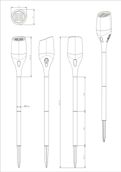 ChiliTec Solar LED-Fackel CT-BELO 64 IP65 1600K Erdspieß max.H64,5cm 24069