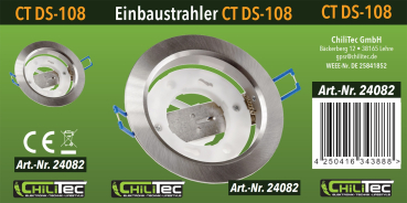Einbauleuchte "CT-DS108" Ø108mm GX53 Fassung, 230V, Aluminium gebürstet, 24082