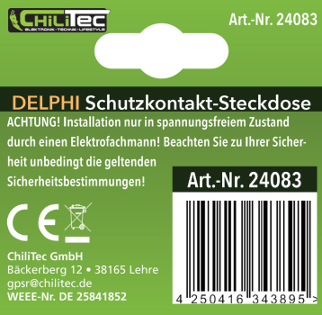 DELPHI Schutzkontakt-Steckdose mit LED weiß UP, Licht mit Sensor 24083