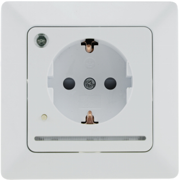 MILOS Schutzkontakt-Steckdose mit LED weiß matt UP, Licht mit Sensor 24084