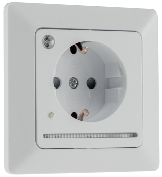 MILOS Schutzkontakt-Steckdose mit LED weiß matt UP, Licht mit Sensor 24084