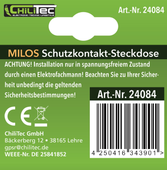 MILOS Schutzkontakt-Steckdose mit LED weiß matt UP, Licht mit Sensor 24084