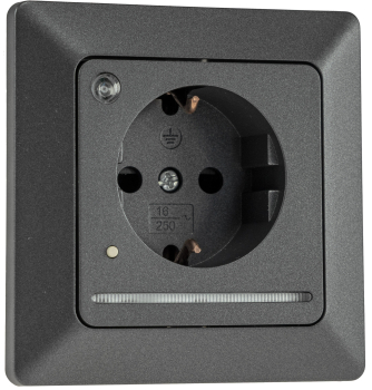 MILOS Schutzkontakt-Steckdose mit LED Anthrazit UP, Licht mit Sensor 24085