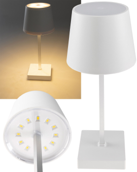 LED Akku Tischleuchte 26cm dimmbar 160Lm 1200mAh 3000K USB-C Weiß 24089