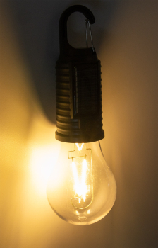 ChiliTec LED Solar Glühlampe "CT-KL3" mit Akku, Haken / Karabiner, Warmweiss 3000K 24095